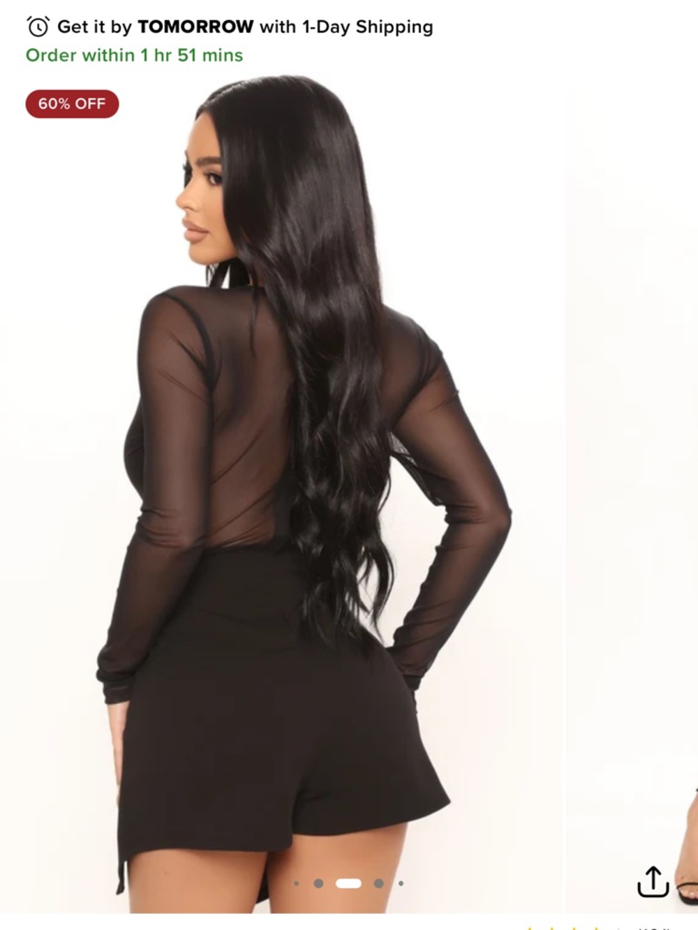 Fashion Nova Sheer Black Long Sleeve Mesh Top